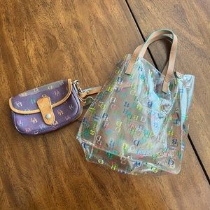 Vintage Dooney & Bourke Purple and Clear Monogram